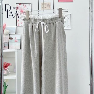 Quần dài nữ dáng suông vải thun co giãn cạp trắng mới