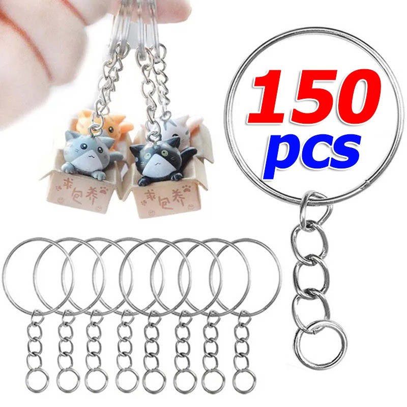 50 / 100 / 150 Chiếc Móc Khóa Chia Kim Loại / 25 Mm Trống Móc Khóa Cho DIY Móc Khóa Phụ Kiện
