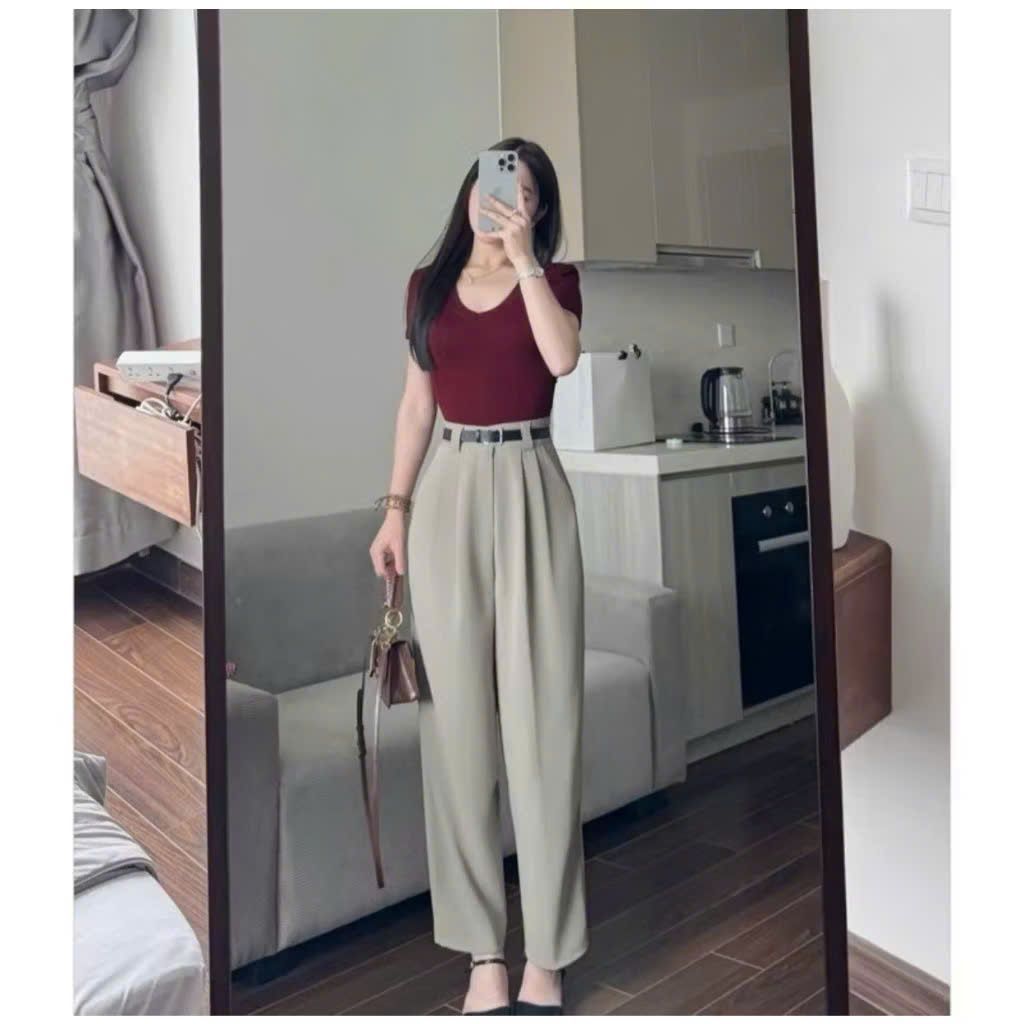 Quần công sở baggy thụng túi chéo vải gold nhật cao cấp , lưng cao cạp cao phong cách hàn quốc Q01