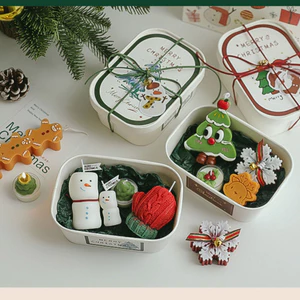 Quà Giáng sinh Bộ sáp thơm họa tiết hình cây thông quà tặng Set hộp quà tặng nến Noel kèm túi