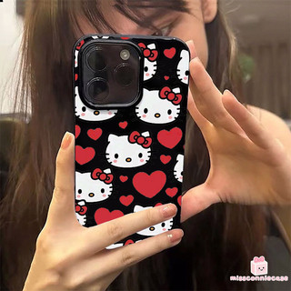 Ốp Lưng Cho Iphone 17 15 12 14 13 11 16 Pro Max Air 7 16 15 14 8 6 Plus 7Plus XS X XR Max SE 2022 Phim Hoạt Hình HelloKitty Trái Tim Tình Yêu Dâu Tây Sang Trọng Bóng Bề Mặt