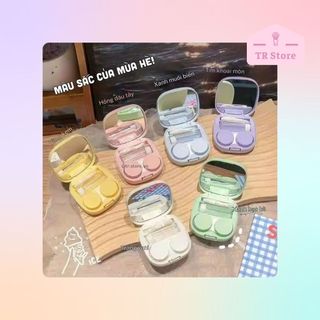 Hộp Bảo Quản Kính Áp Tròng Pastel Nhỏ Gọn Có Gương
