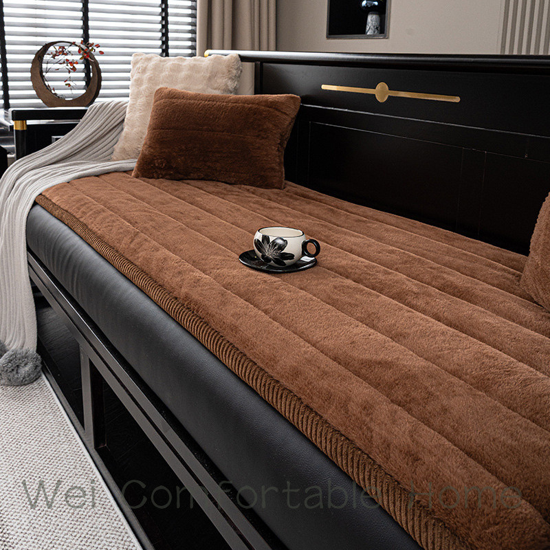 Sang Trọng Sofa Đệm Thu Đông Dày Sofa Đệm 2025 Phong Cách Mới Gỗ Chắc Chắn Sofa Cố Định Chống Trơn Trượt Khăn Vải
