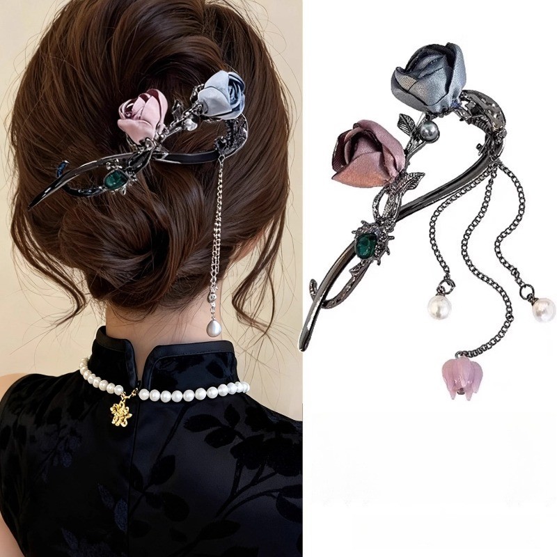Kẹp Tóc Hoa Nữ Tính Khí Phong Cách Mới Thời Trang Kẹp Xoắn