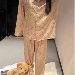 Bán Bộ Đồ Ngủ Nữ Xuân Thu Jacquard Ice Silk ins Dài Tay Phiên Bản Hàn Quốc Loungewear