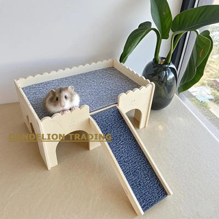 [DELION] Ngôi nhà ẩn náu nhiều tầng bằng gỗ chắc chắn có cầu thang | Môi trường sống tổ Hamster cho Hamster / Bunny / Chinchillas