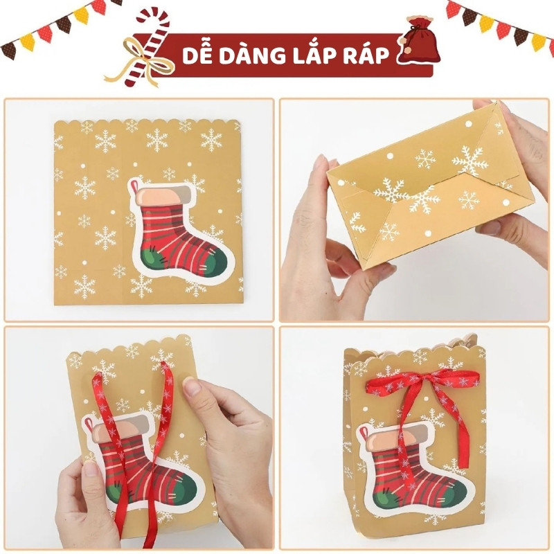Túi Giấy Đựng Quà Noel – Phụ Kiện Gói Quà Lễ Hội Sang Trọng, Trang Trí Sinh Nhật Dễ Thương Dành Cho Bạn Bè