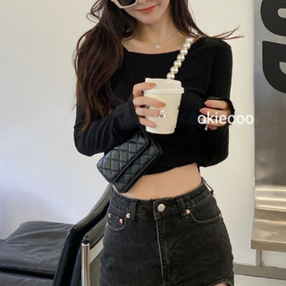Túi vuông nhỏ dây chuyền ngọc trai kim cương phong cách Hàn Quốc