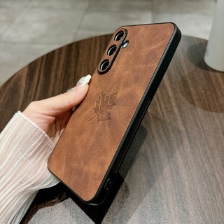 Ốp Da Đồng Bằng Lá Phong Cho Samsung A56 A36 A26 A16 Galaxy A55 A35 A25 A15 A54 A34 A24 A14 A13 A04S A53 A52