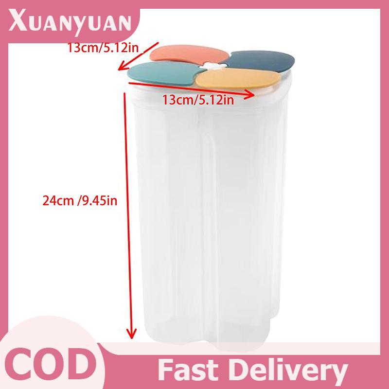 XUAN 1 Chiếc Bốn Hạt Và Ngũ Cốc Bảo Quản Trong Suốt Sắc Nét Đồ Dùng Nhà Bếp Chống Ẩm Ngăn Kín Nắp Mở Bình VN