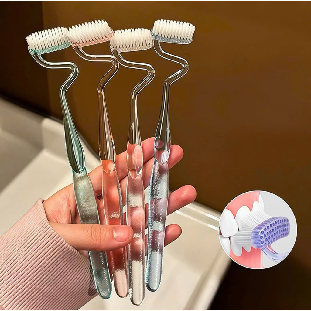 Set 4 Bàn chải đánh răng hình chữ S Bàn chải làm sạch cong hình chữ S sáng tạo