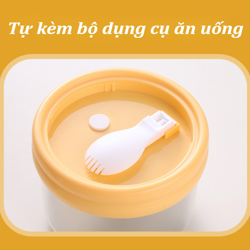 Hộp đựng cơm inox 304 giữ nhiệt 2 tầng 1280ml có kèm muỗng,Nó có thể bảo quản súp.