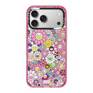 TAKASHI MURAKAMI x CASECASE: Ốp lưng FLOWERS (HỒNG) Màu hồng Fizz Trong suốt Cứng hút từ tính Vỏ tác động cho Apple IPhone 12 13 14 15 16 17 Pro Max Air Plus Có hộp