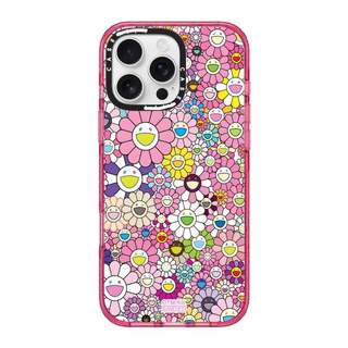 TAKASHI MURAKAMI x CASECASE: Ốp lưng FLOWERS (HỒNG) Màu hồng Fizz Trong suốt Cứng hút từ tính Vỏ tác động cho Apple IPhone 12 13 14 15 16 17 Pro Max Air Plus Có hộp