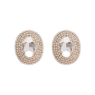 Bông tai pha lê hình bầu dục với kim cương giả, bling sang trọng cho đám cưới hay sự kiện buổi tối