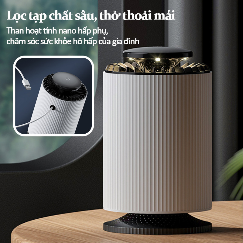 Máy Lọc Không Khí Mini Để Bàn，Công Nghệ HEPA Đèn UV，Làm sạch sâu Dùng Cho Văn Phòng  Gia Đình