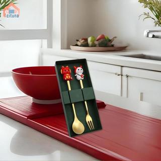 Bộ thìa và nĩa đóng hộp quà tặng cho bộ đồ ăn Tết Nguyên Đán, lý tưởng cho lễ hội mùa xuân