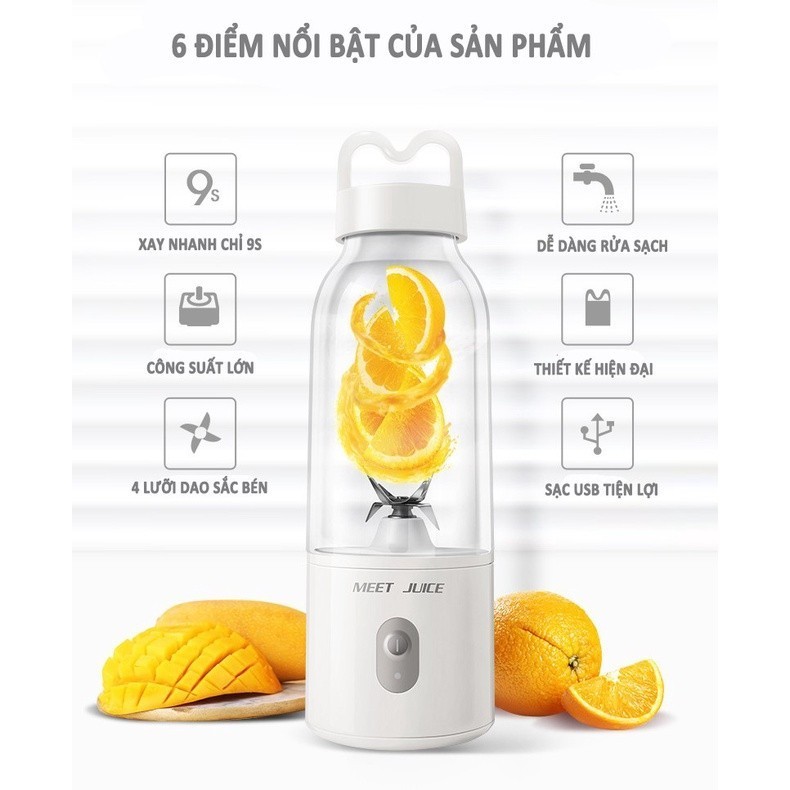 Máy xay sinh tố cầm tay Meet Juice 4 lưỡi cắm điện trực tiếp 220, dây cắm dài 70cm
