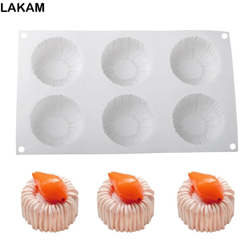 Khuôn sô cô la LAKAM, 1 / 6 ô Kết cấu cuộn dây hình trụ Khuôn làm bánh, Khuôn bánh Pudding tái sử dụng chịu nhiệt bằng silicon cao cấp