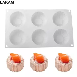 Khuôn sô cô la LAKAM, 1 / 6 ô Kết cấu cuộn dây hình trụ Khuôn làm bánh, Khuôn bánh Pudding tái sử dụng chịu nhiệt bằng silicon cao cấp