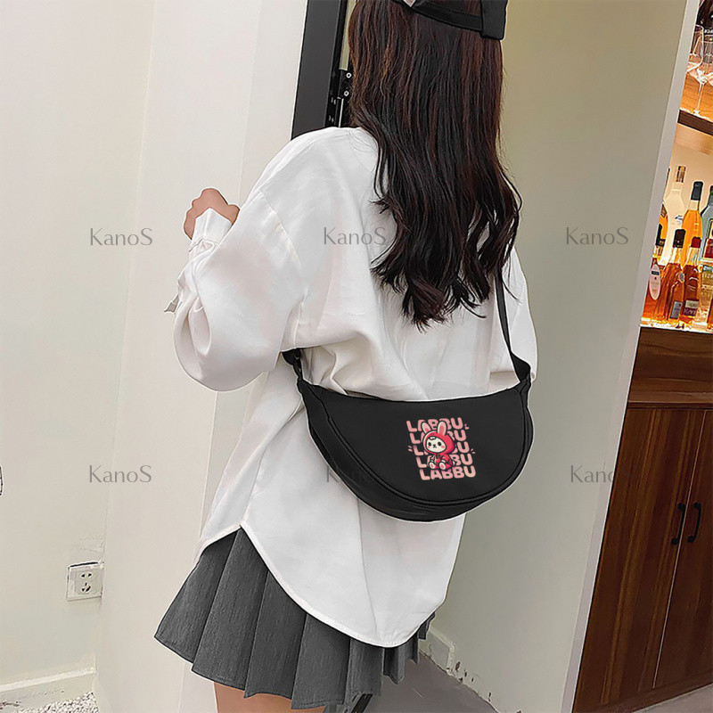 Kanos _ shop | Túi đeo chéo in Labbu - Túi đeo nửa mặt trăng thời trang cho túi đeo vai thông thường, hàng ngày có dây kéo dành cho thể thao ngoài trời, du lịch, đi bộ đường dài & cắm trại