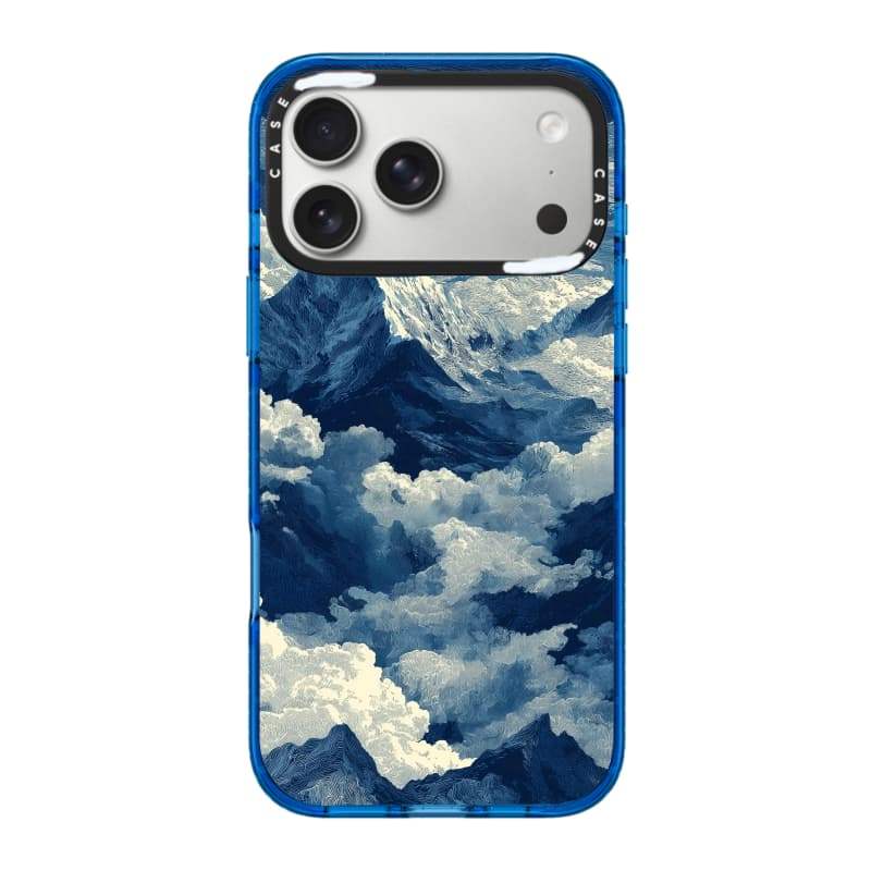 CASECASE X Minh Họa Bầu Trời Núi Tuyết Màu Xanh Trong Suốt Cứng Hút Từ Tính Tác Động Dành Cho Apple IPhone 12 13 14 15 16 17 Pro Max Air Plus Có Hộp