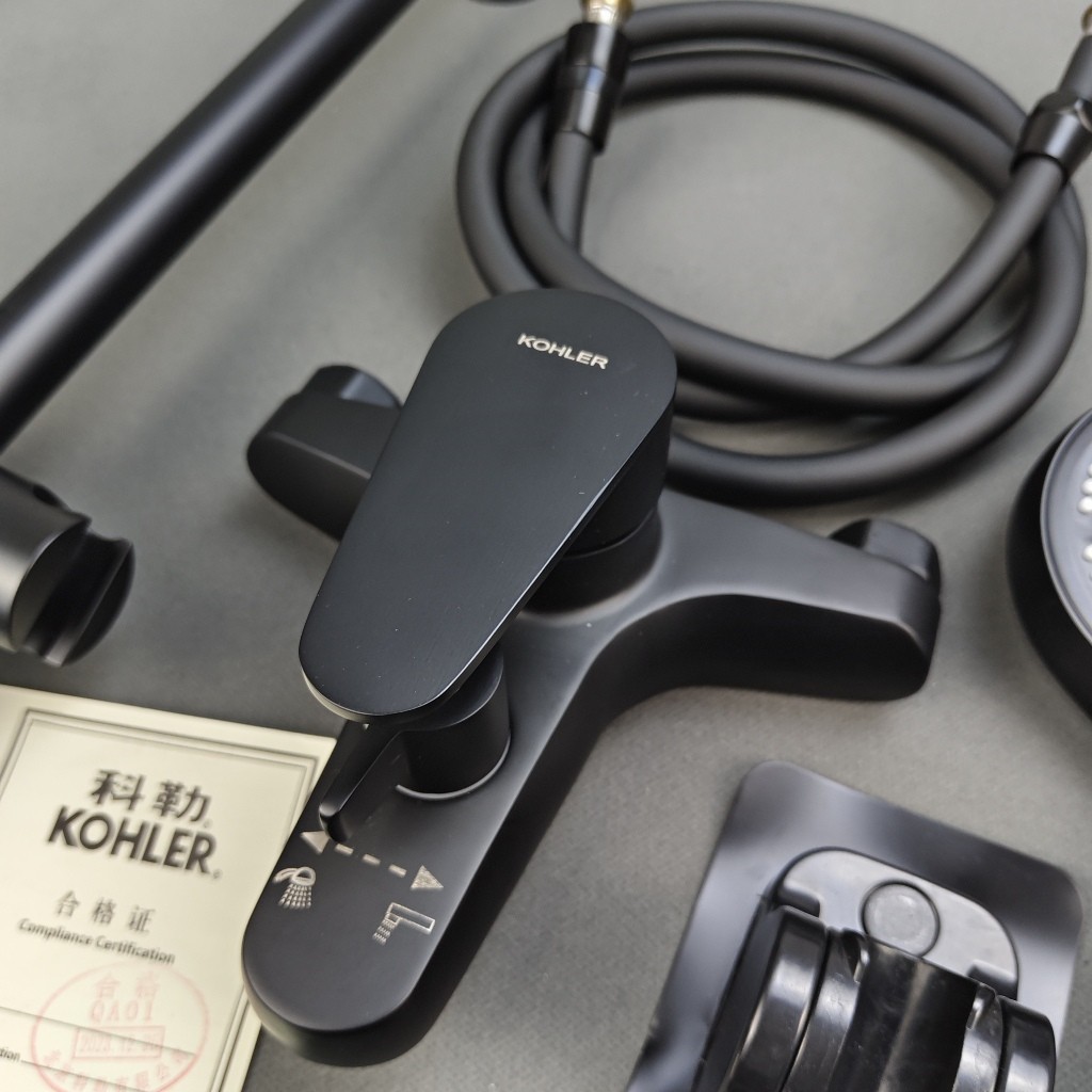 【KOHLER】Bộ vòi nước phòng tắm bằng thép không gỉ, vòi tắm ba tầng, bộ vòi tắm Dark Series, bộ thanh nâng, van trộn nước