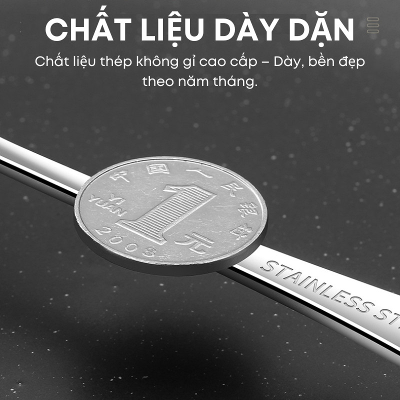 Combo 6 Thìa Inox Cán Trơn KOOBEE Cao Cấp – 5 Kích Thước, Chống Trượt, Sáng Gương, Dày Dặn Chắc Tay 1010