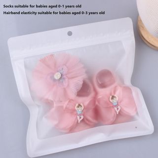 Bộ tất băng đô cho bé JKDESIGN, tất Cotton + ren Dây buộc tóc sơ sinh chống trượt, nơ Kawaii thoải mái cho bé Turban