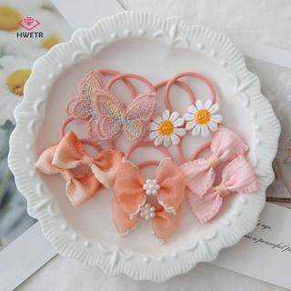 HWETR 10 Cái / lốc Dễ Thương Trẻ Em Trang Trí Tóc Hợp Thời Trang Handmade Co Giãn Dây Buộc Tóc Đáng Yêu Mũ Kẹp Tóc Phụ Kiện Cho Bé Gái Mới