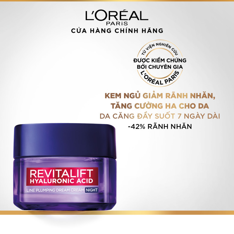 [QUÀ TẶNG KHÔNG BÁN] Kem dưỡng ban đêm chống lão hóa sớm Revitalift HA Line Plumping Dream Cream L'Oréal Paris 15ml