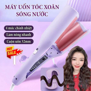 Máy Uốn Tóc Xoăn Sóng Nước Hippie Trục 32mm Phong cách Hàn Quốc, Chất Liệu Gốm Ceramic, Làm xoăn dễ dàng