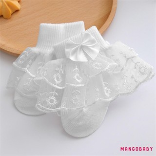 MG-Baby Girls Ruffle Ren Tất Siêu Mềm Trẻ Sơ Sinh Mắt Cá Chân Tất Đầm Công Chúa Có Nơ