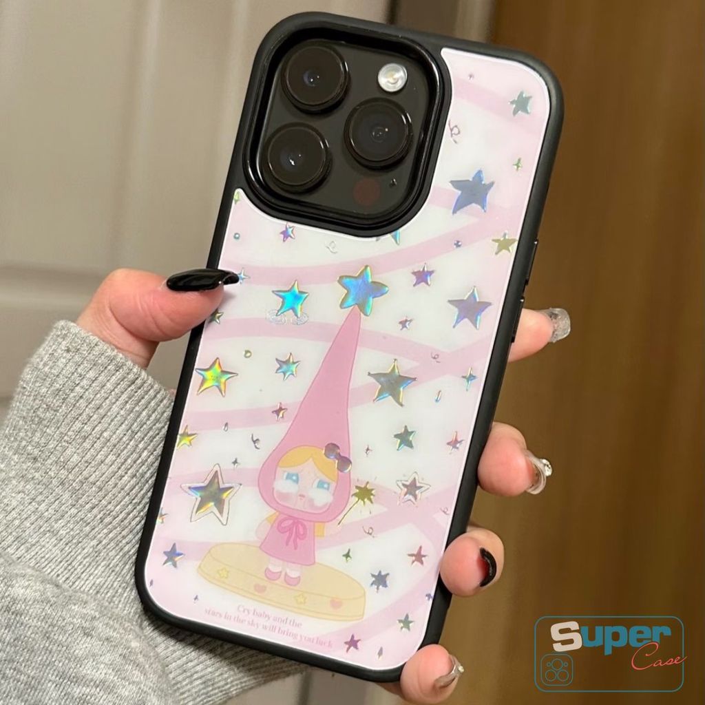 Ốp Lưng Tương Thích Cho iPhone 15 11 17 13 16 12 14 Pro Max Air 14 16 15 Plus Hoạt Hình Thời Trang Dễ Thương Crybaby Twinkle Twinkle Cherry Bow Star Luxury Acrylic Cover