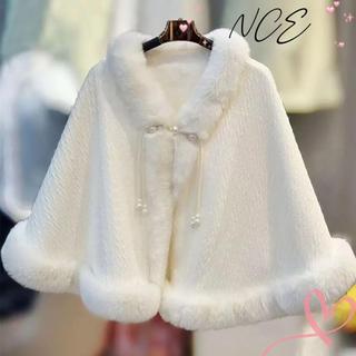NCE Áo khoác lông thú cổ chữ V, chất liệu fleece, màu đơn giản, phù hợp thời trang mùa thu đông