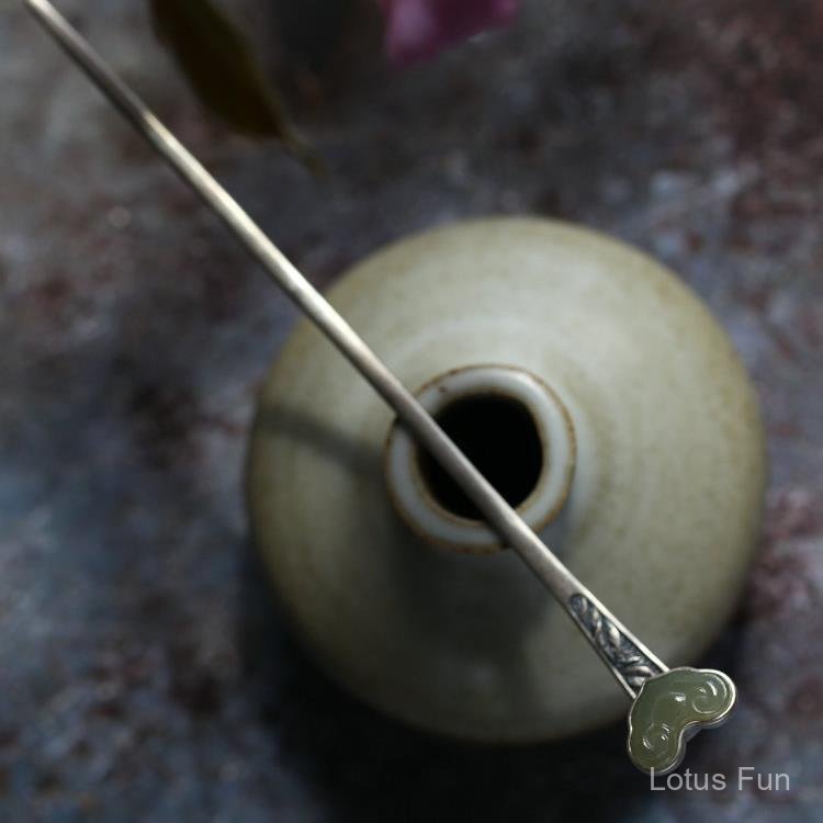 Kẹp Tóc Mạ Vàng Trắng Cổ Điển với Hoạ Tiết Giả Ngọc Hetian - Phụ Kiện Cho Hanfu và Sườn Xám