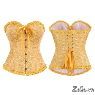 Bustier corset nữ ren bo hem, không tay off-shoulder, chỉnh hình cơ thể