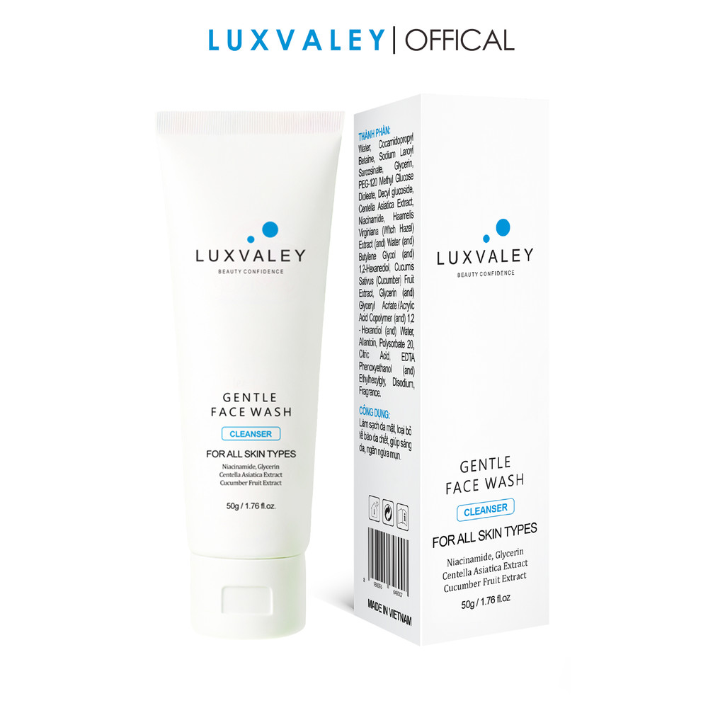 GEL RỬA MẶT SÁNG DA NGỪA MỤN LUXVALEY GENTLE FACE WASH CHIẾT XUẤT RAU MÁ DƯA LEO