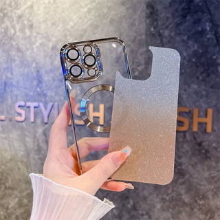 Ốp lưng iPhone lấp lánh từ tính, chống sốc, tích hợp kính bảo vệ camera cho iPhone 11 12 13 14 15 16 17 Pro Max 17 air