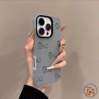 Dành Cho Realme 15 Pro 15T 14 Pro Plus 14T 14X 12 Pro Plus Lite 11 11X 10 9i 4G 5G Ốp Điện Thoại 2 Trong 1 Dòng Hai Lớp Dachshund Chó Hoạt Hình Dễ Thương Vỏ Mờ Vỏ