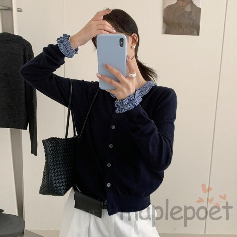 MAPLEPOET-Áo len dệt kim dài tay thời trang dành cho nữ