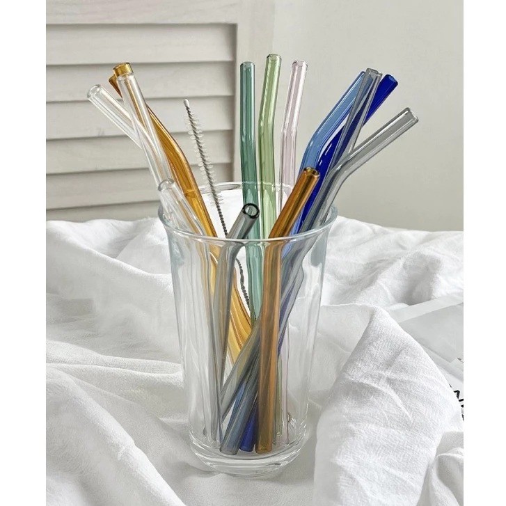 Ống Hút Thủy Tinh Borosilicate Nhiều Màu – Bảo Vệ Môi Trường Mỗi Ngày Uống Cafe, Sinh Tố, Trà Sữa