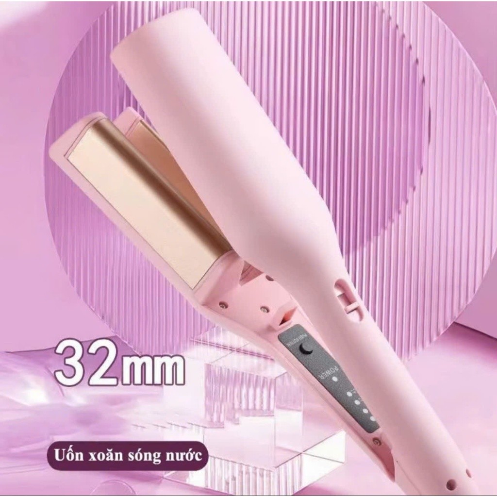 Máy Uốn Tóc Xoăn Sóng Nước Hippie 32mm Chất Liệu Gốm Sứ Ceramic Cao Cấp 2 Trục Máy Làm Xoăn Tóc - U2