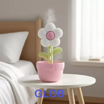 Máy tạo độ ẩm không khí hoa GLOB, Máy phun sương mát để bàn sáng tạo 300ml, Máy phun sương Mini dễ thương Đèn khí quyển Máy lọc không khí phun sương mát Trang trí phòng ngủ