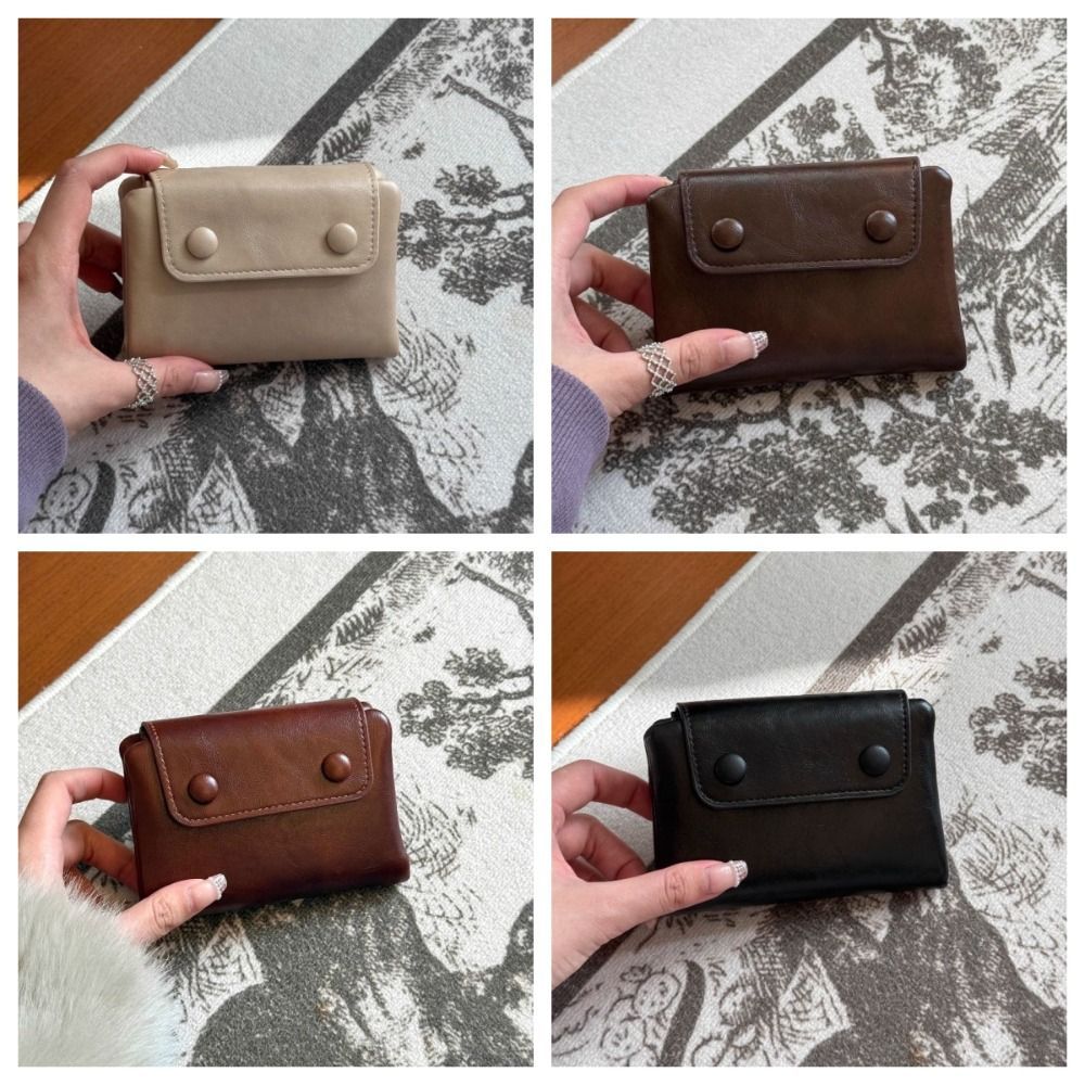 Túi đựng tiền HOBBYIN, Ví nữ có dây kéo ngắn nhiều thẻ, Thẻ kinh doanh bằng da PU mềm Hàn Quốc Túi đựng thẻ cổ điển