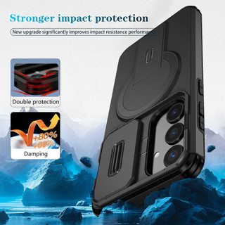 Dành Cho Samsung Galaxy S25 Plus / S24 FE Ốp điện thoại Có Trượt Camera Nắp Từ Tính Mặt Sau Chân Đế Chống Sốc Mỏng Bao