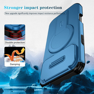 Dành Cho iphone 17 Pro Max Ốp điện thoại Trượt Camera Đứng Ẩn Từ Tính Sẵn Sàng Lưng Cứng Khung Silicon Mềm Chống Rơi Mỏng Bao