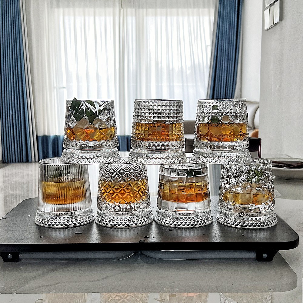 Rượu Ly Nước Ngoài Rượu Thủy Tinh Xoay Nước Thủy Tinh Cổ Điển Kính Xoay Ánh Sáng Pha Lê Sang Trọng Thủy Tinh Gia Đình Whisky