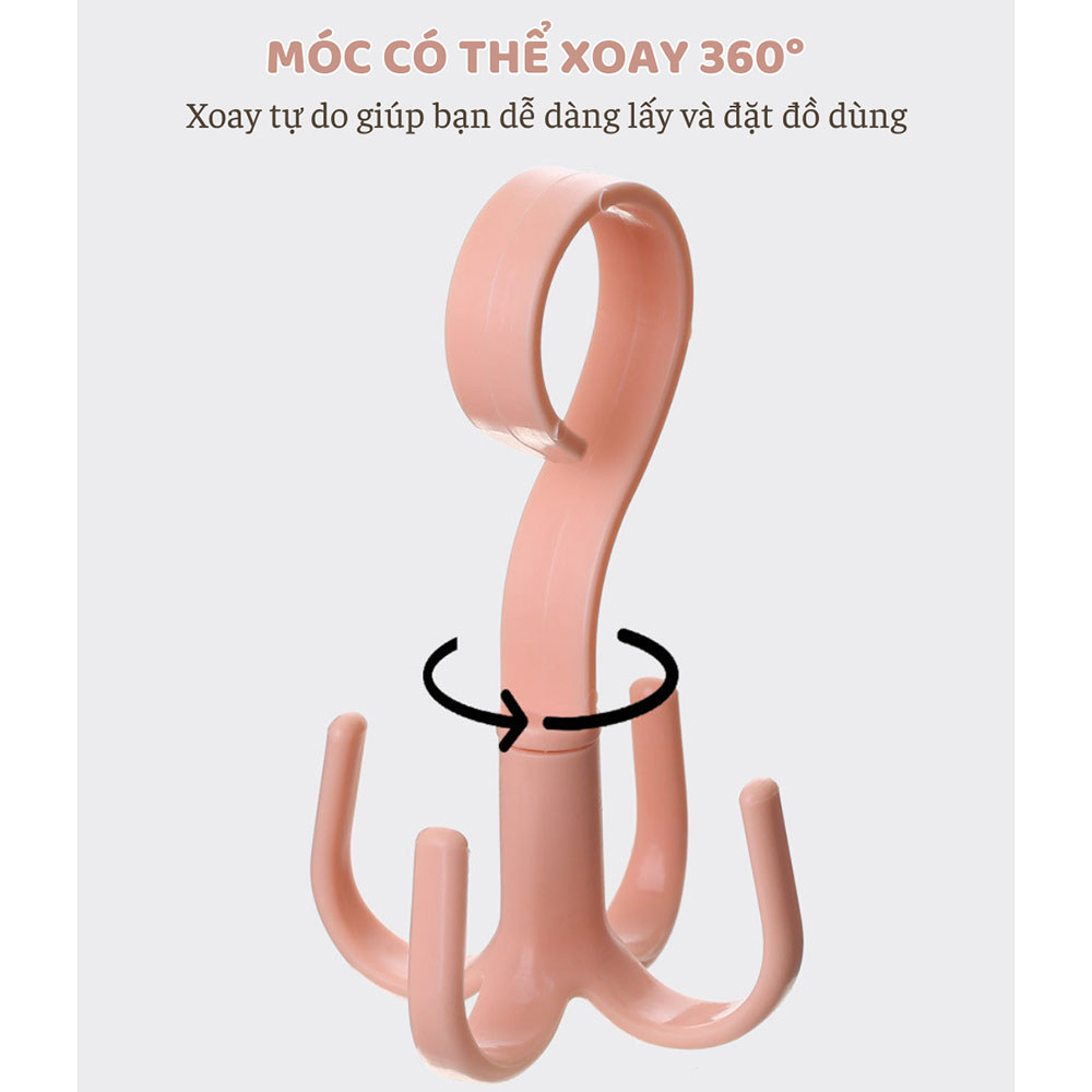 M8 Móc Nhựa 4 Chấu Tiện Lợi Xoay 360 Độ (kho gia goc) MALAN