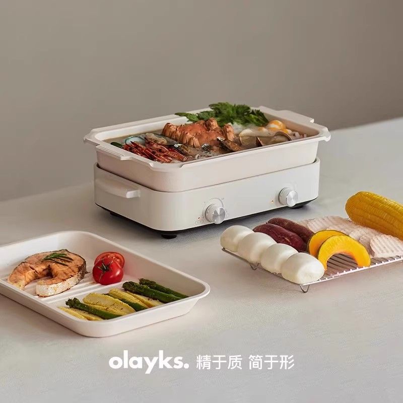 Nồi nấu ăn đa chức năng Gia đình nướng một nồi nướng thịt nướng hấp nồi lẩu điện vịt quýt chiên